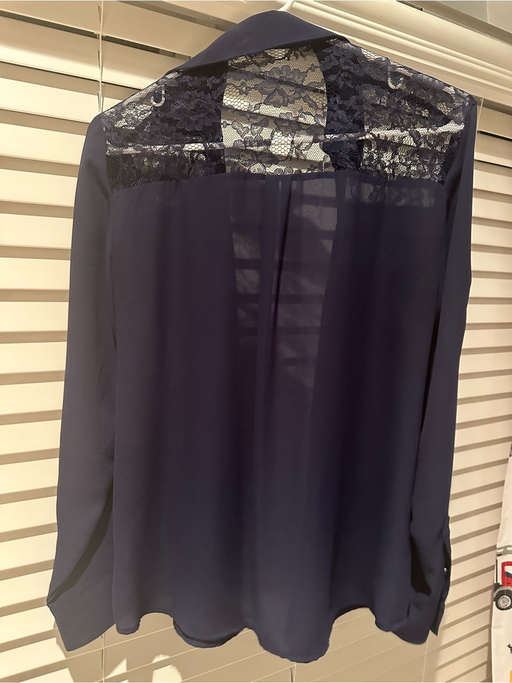 Express Navy Blue Lace Back Blouse